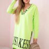 Hooded dress with pistachio print