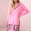 Hooded dress with print light pink
