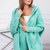 Hooded sweater with batwing sleeve light green