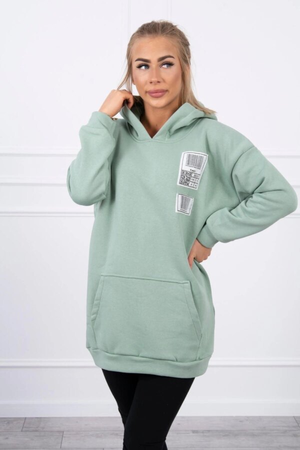 Hoodie with dark mint patches