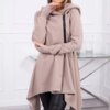 Hoodie with side zip dark beige