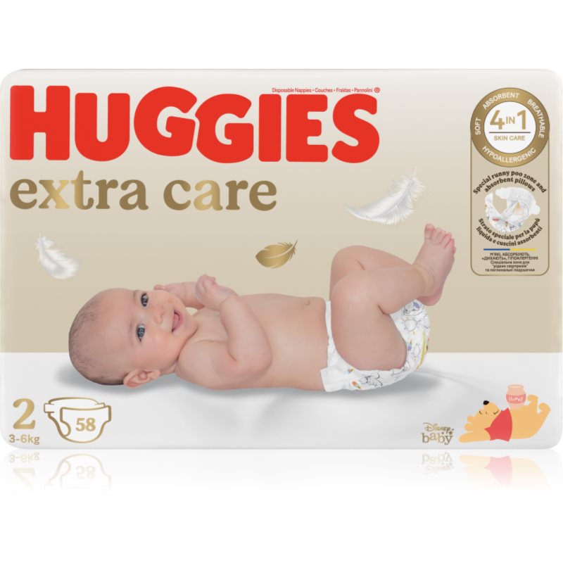 Huggies Extra Care Size 2 eldobható pelenkák 3-6 kg 58 db-Ár