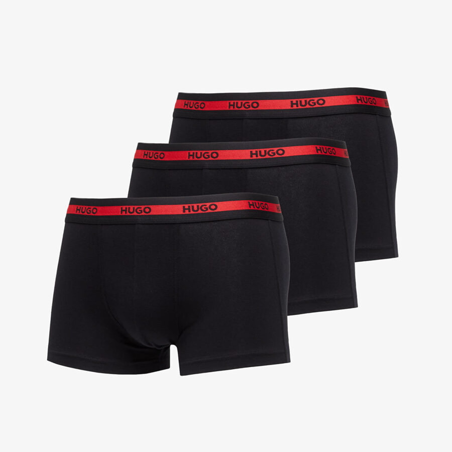 Hugo Boss Logo-Waistband Stretch Trunks 3-Pack Black S-alacsony-ár