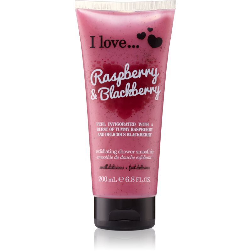 I Love Raspberry & Blackberry tusfürdő gél peeling hatással 200 ml-Eredeti