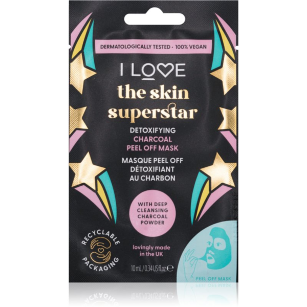 I Love Skin Superstar tisztító és detoxikáló maszk aktív szénnel 10 ml-ár