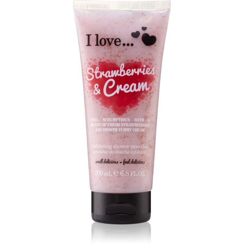 I Love Strawberries & Cream tusfürdő gél peeling hatással 200 ml-Eredeti