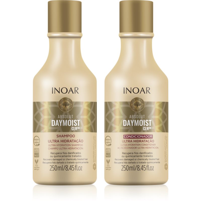 INOAR Absolut Daymoist CLR™ szett száraz és festett hajra 2x250 ml-ár