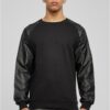 Imitation Raglan Leather Crew blk/blk