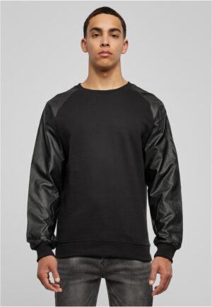 Imitation Raglan Leather Crew blk/blk
