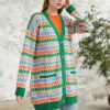 InStyle Rana Patterned Knitwear Cardigan - Green