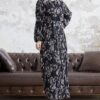 InStyle Yona virágos rakott sifon ruha - fekete
