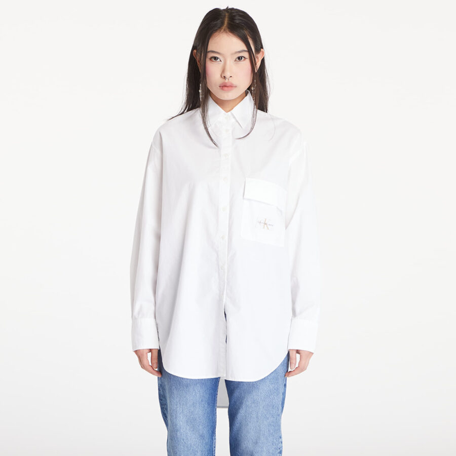 Ing Calvin Klein Jeans Long Cotton Utility T-Shirt Bright White S-alacsony-ár