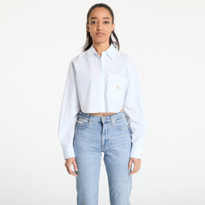 Ing Calvin Klein Jeans Woven Label Cropped Shirt Blue S-alacsony-ár