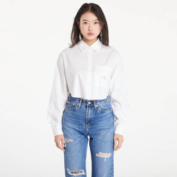 Ing Calvin Klein Jeans Woven Label Cropped T-Shirt White XL-alacsony-ár