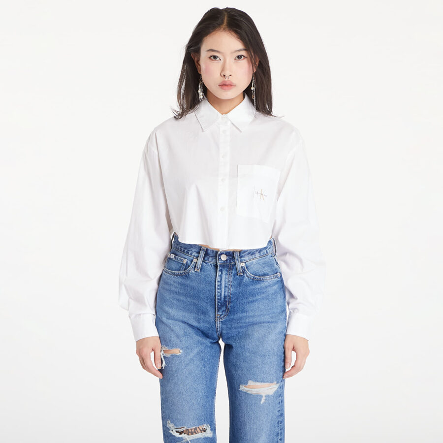 Ing Calvin Klein Jeans Woven Label Cropped T-Shirt White XL-alacsony-ár