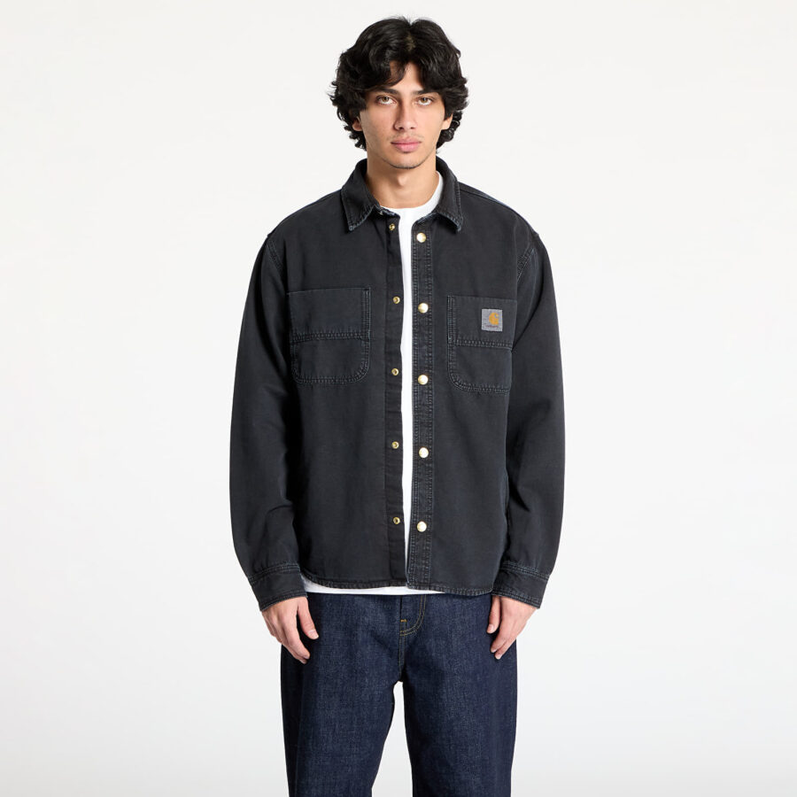 Ing Carhartt WIP Conro Shirt Jacket UNISEX Black Stone Dyed XS-alacsony-ár