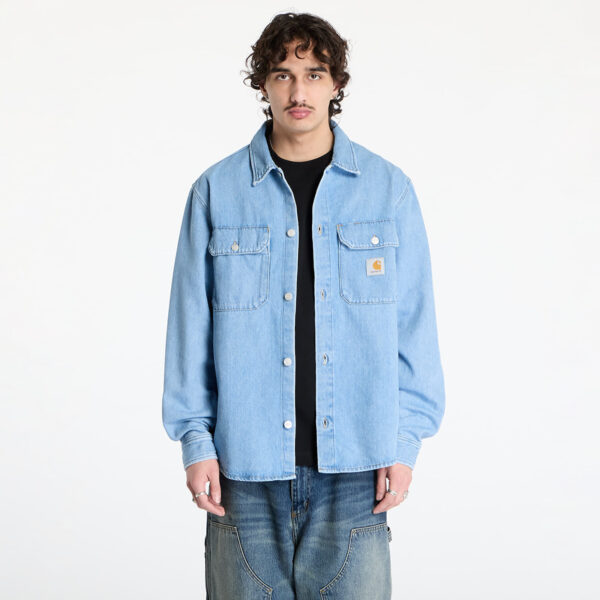 Ing Carhartt WIP Harvey Shirt Jac UNISEX Blue Dark Bleached M-alacsony-ár