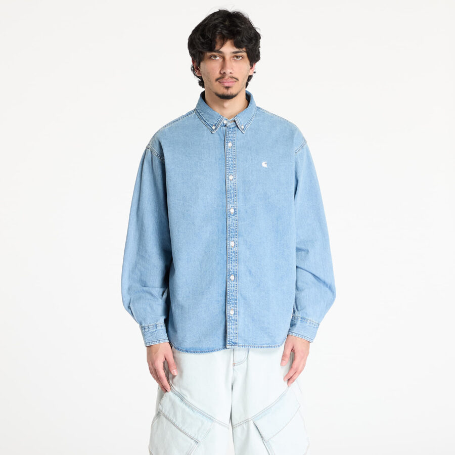 Ing Carhartt WIP L/S Lucas Shirt UNISEX Blue Bleached XS-alacsony-ár