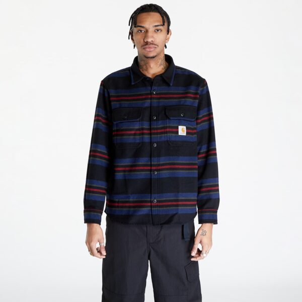 Ing Carhartt WIP Oregon Shirt Jac UNISEX Starco Stripe/ Black XS-alacsony-ár