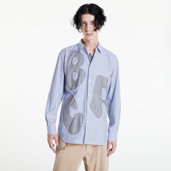 Ing Comme Des Garçons SHIRT Mens Shirt Woven Striped White / Blue S-alacsony-ár