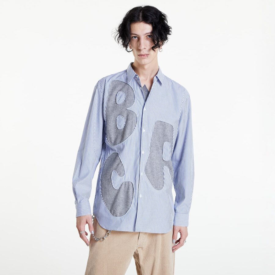 Ing Comme Des Garçons SHIRT Mens Shirt Woven Striped White / Blue S-alacsony-ár