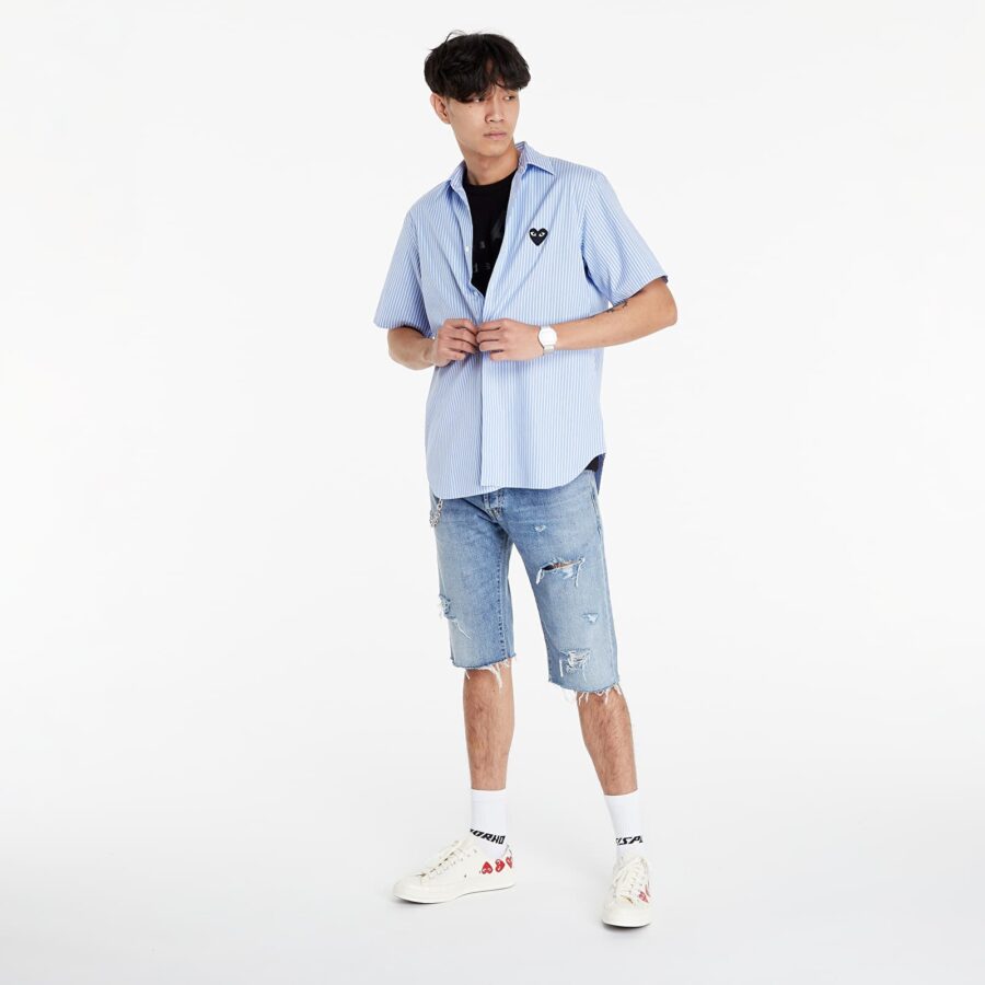Ing Comme des Garçons PLAY Black Heart Striped Shirt Blue/ White XL-alacsony-ár