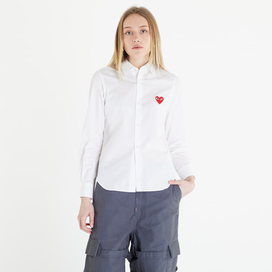 Ing Comme des Garçons PLAY Heart Logo Shirt White S-alacsony-ár