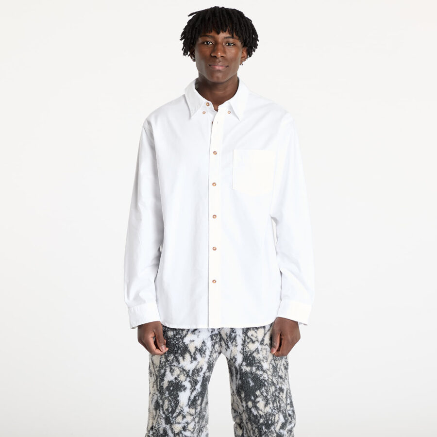 Ing Nike Life Men's Long-Sleeve Oxford Button-Down Shirt White/ White/ White L-alacsony-ár