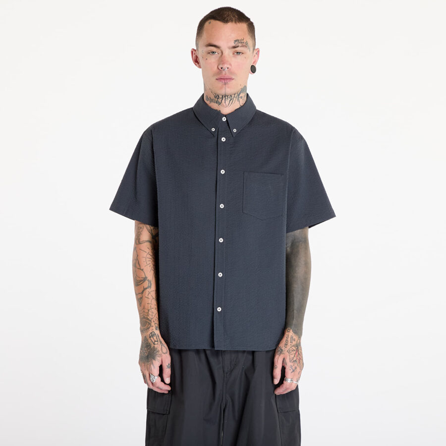 Ing Nike Life Men's Short-Sleeve Seersucker Button-Down Shirt Anthracite/ Anthracite M-alacsony-ár