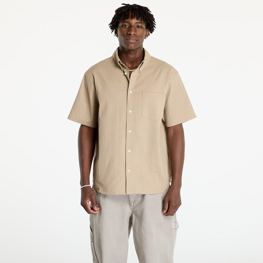 Ing Nike Life Men's Short-Sleeve Seersucker Button-Down Shirt Khaki/ Khaki XS-alacsony-ár