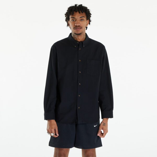 Ing Nike Men's Life Oxford Buttondown Long Sleeve Shirt Black/ Black/ Black S-alacsony-ár