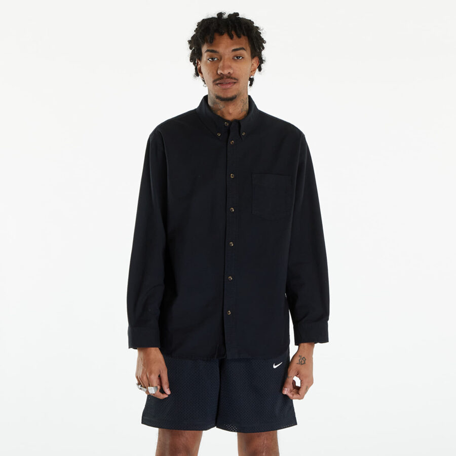 Ing Nike Men's Life Oxford Buttondown Long Sleeve Shirt Black/ Black/ Black S-alacsony-ár