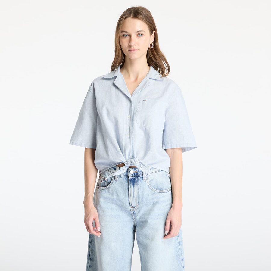 Ing Tommy Jeans Crop Linen Shortsleeve Shirt Blue M-alacsony-ár