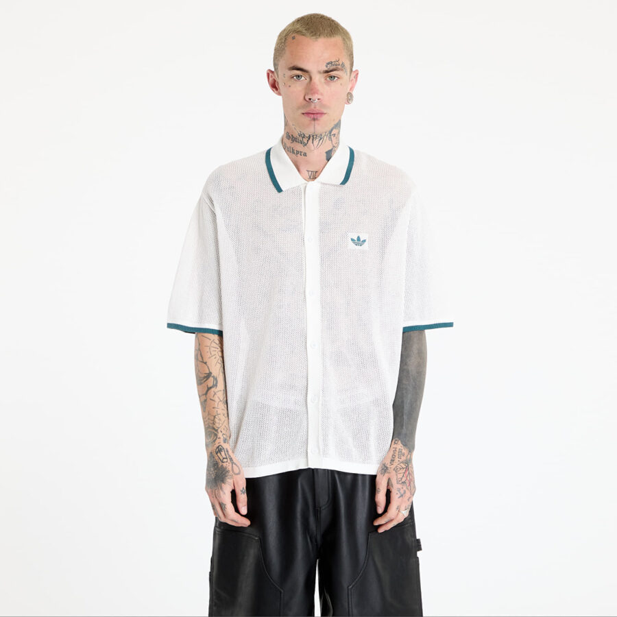 Ing adidas Button Down Knitted Shirt White/ Wonder White M-alacsony-ár
