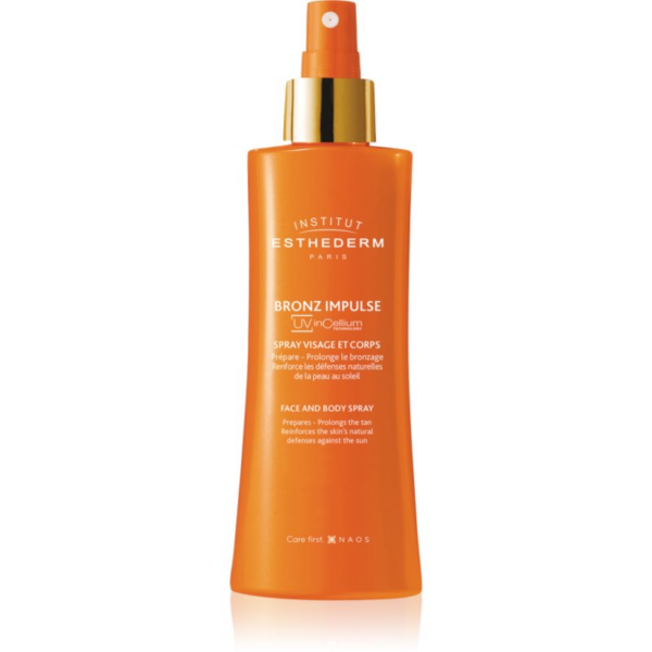 Institut Esthederm Bronz Impulse Face and Body Spray emulzió spray formában arcra és testre a gyorsabb és intenzívebb barnulásért 150 ml-Eredeti