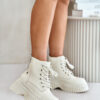 Insulated Leather Ankle Boots on a Solid Sole GOE Light Beige