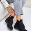 Insulated Low Ankle Boots with Zipper Decoration S.Barski Black