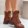 Insulated ankle boots Workers with zip brown Leairae