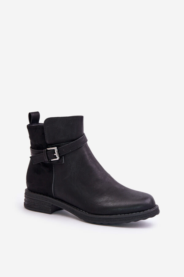Insulated ankle boots with flat heel with strap black Sabamessa