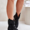 Insulated ankle boots with pleats on a low heel black Elletinnia