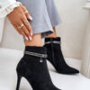 Insulated ankle boots with stiletto heel with decorative strap Eco suede Vinceza black