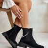 Insulated ankle boots with zipper with decorative strap black Labenne