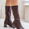 Insulated boots with a heel eco leather to mid-calf brown Ellithira