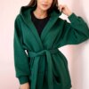 Insulated cape with waist tie dark green