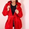 Insulated cape with waist tie red