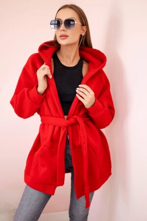 Insulated cape with waist tie red