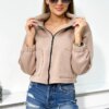 Insulated cotton cappuccino sweatshirt with zipper