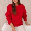 Insulated cotton sweatshirt with decorative bows Red