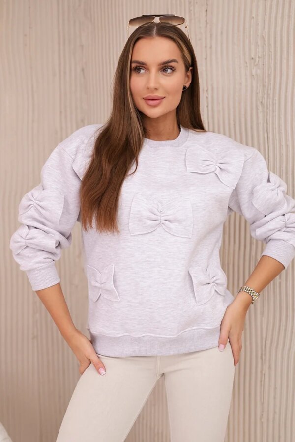 Insulated cotton sweatshirt with decorative bows