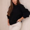 Insulated cotton sweatshirt with decorative bows black